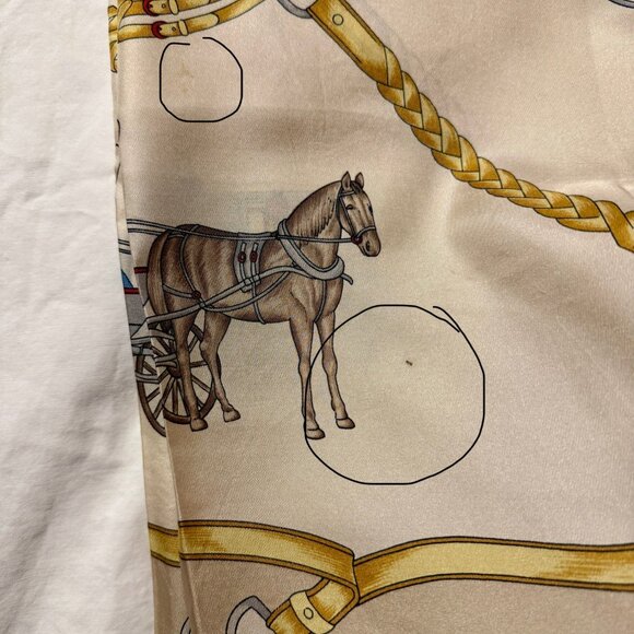 celine silk sq red tan carriage brand bridal print unisex - Picture 8 of 8